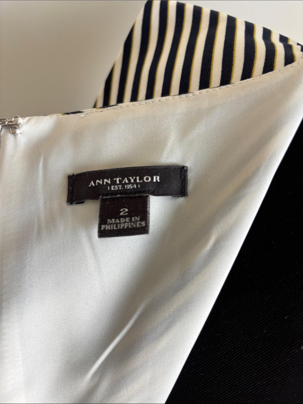 Ann Taylor Navy & Cream Diagonal Stripe Midi Dress - Picture 3 of 4